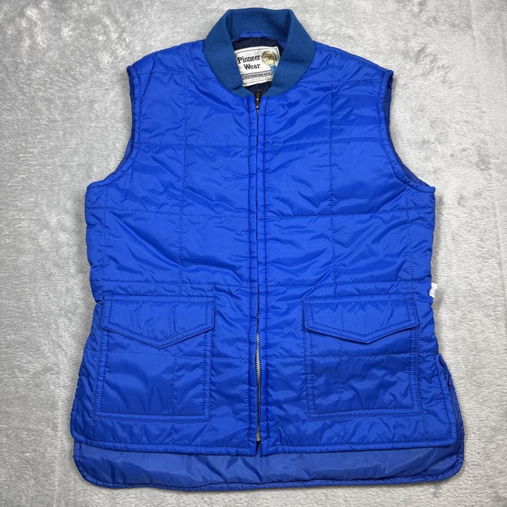 Vintage Pioneer Wear Vest Women Size 14 Small Blue Quilted Puffer Western